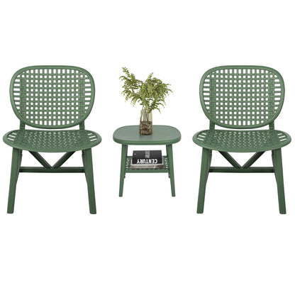 Toccara  3 Pc Retro Patio Table Chair Set - Green