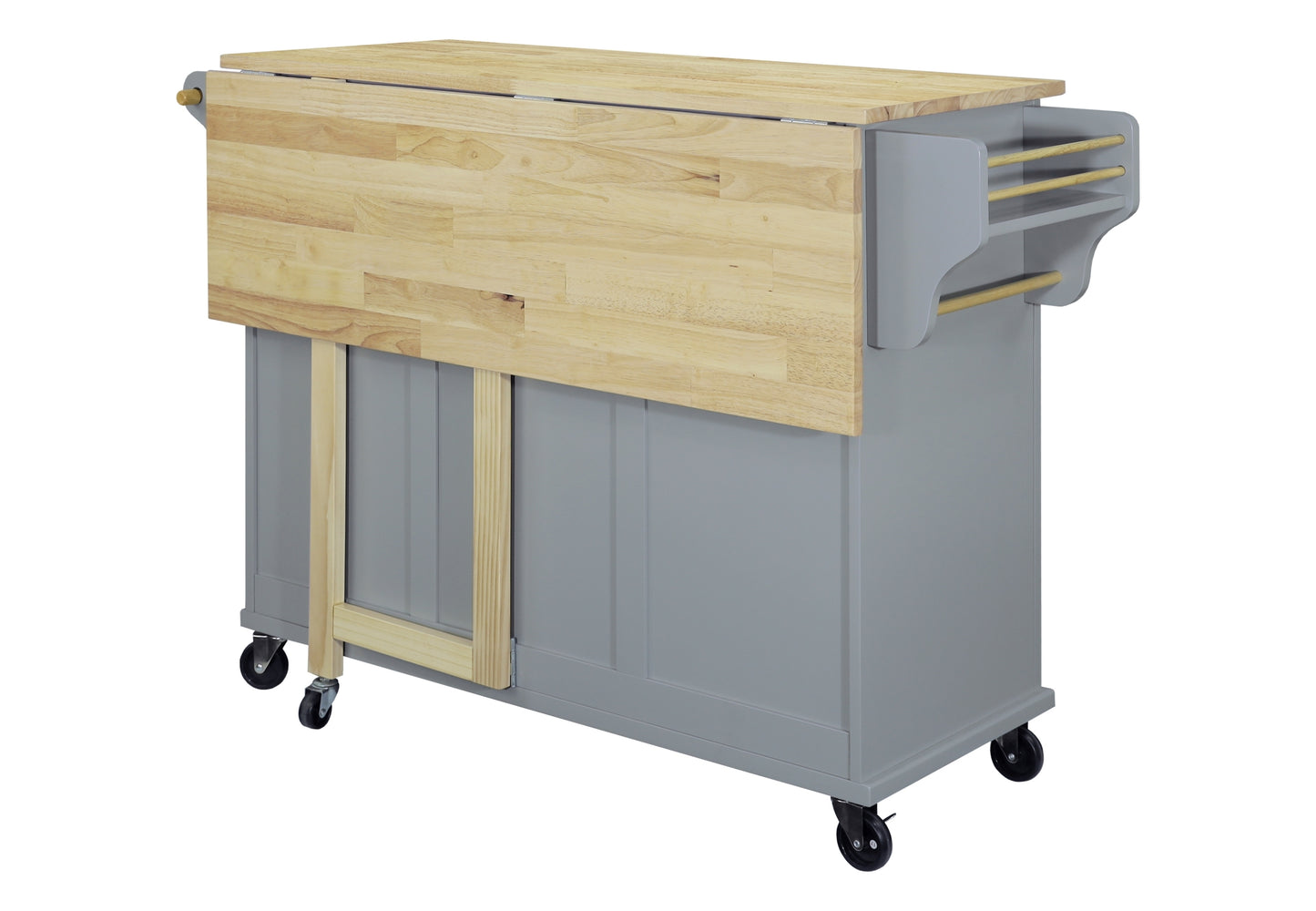 Culinary Wood Top Kitchen Island with Storage - Gray