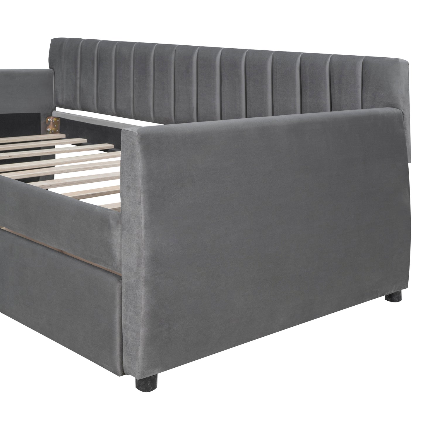 Xena Twin Size Upholstered Daybed with Drawers - Gray