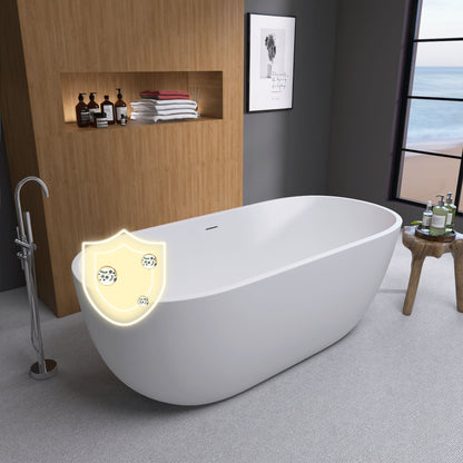 Hana 65" Oval Shape  Acrylic Freestanding  Soaking Bathtub - Matte White