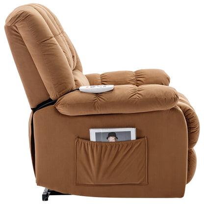 Parsons Power Recliner with Massage Function - Light Brown