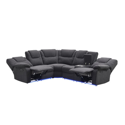 Ashira Manual Recliner Sofa Chairs with Storage - Black