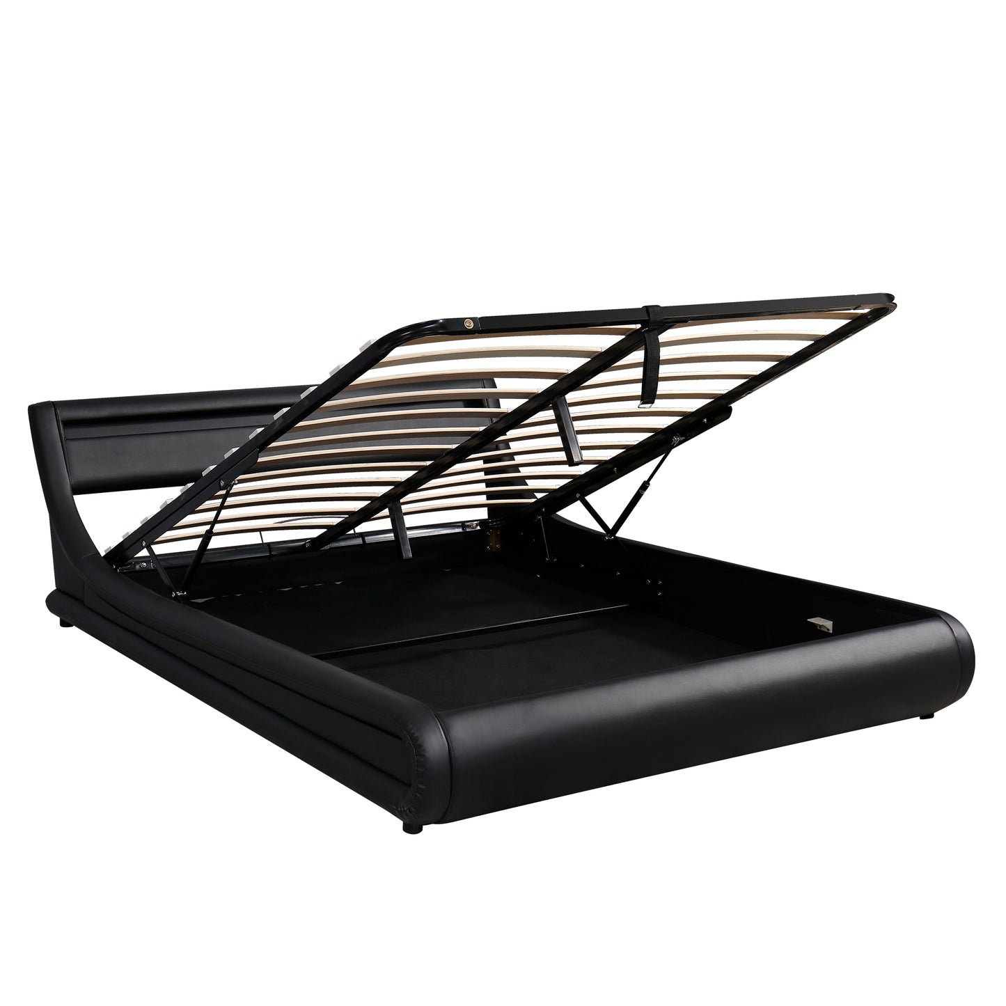 Farah Queen Size Storage Platform Bed w Hydraulic System - Black