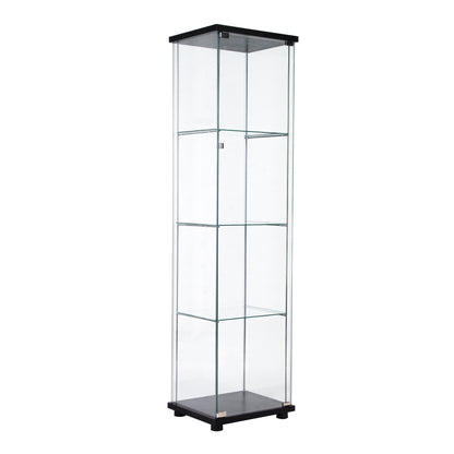 Rex 4 Shelves Glass Display Cabinet - Black