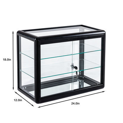 Baxter Tempered Glass Counter Top Display Cabinet - Black