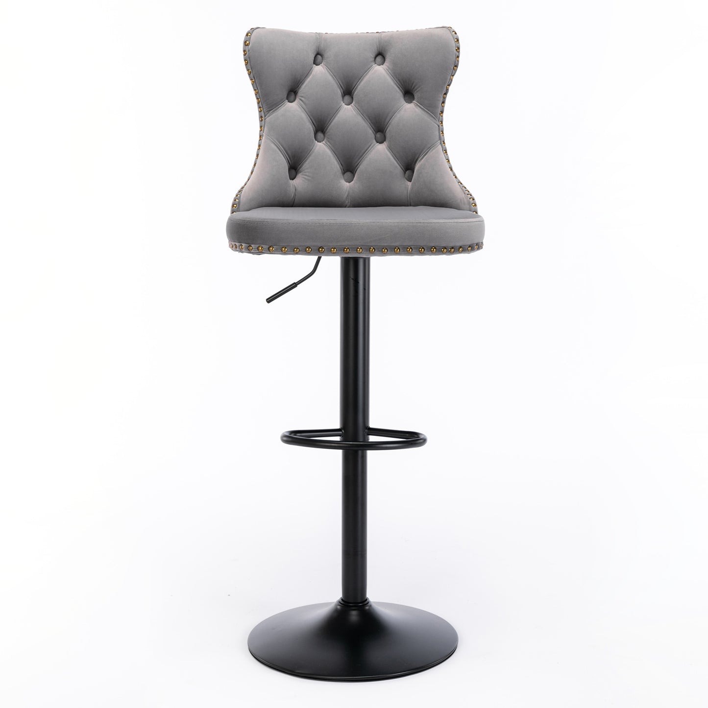 Rise 180 Velvet Barstools Adjusatble Seat Height - Gray Set of 2