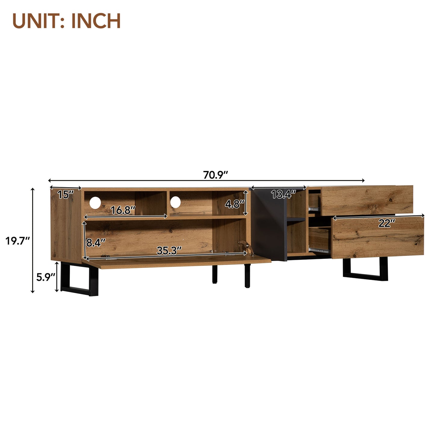 Vato Modern TV Stand Entertainment Center - Wood