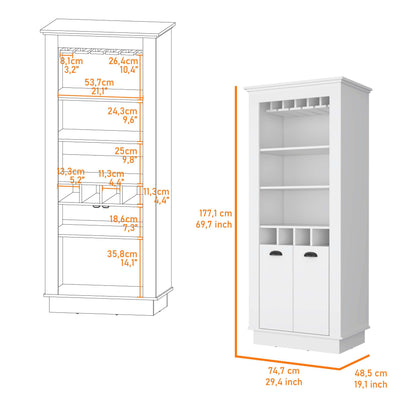 Tyler 4-Built In Wine Rack Bar Cabinet - White