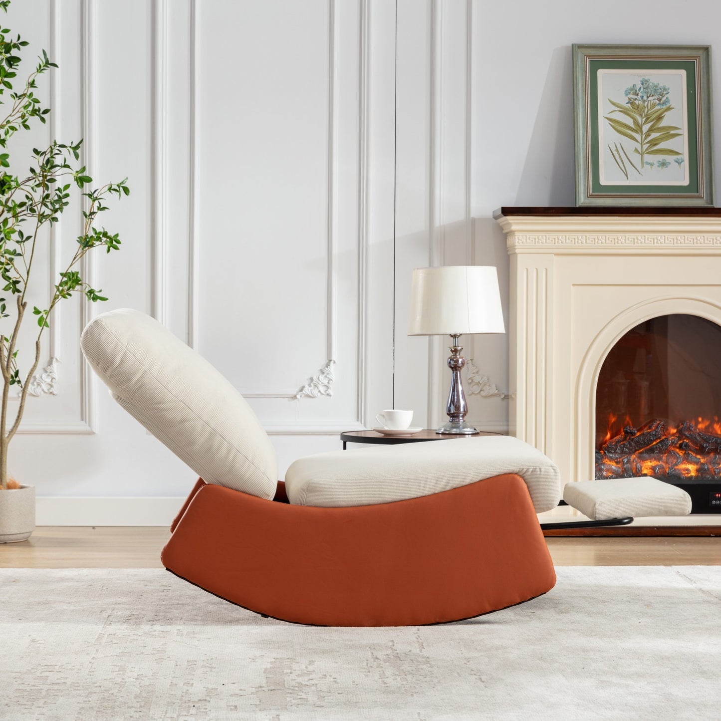 Stella Modern Rocking Chair Recliner - Orange+Beige