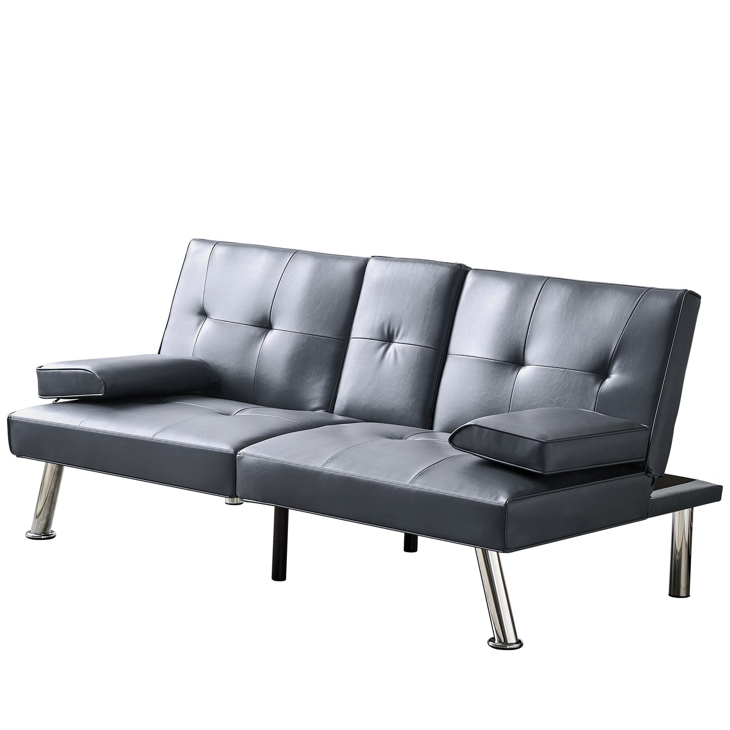 Jax Convertible Faux Leather Sofa Bed  - Grey