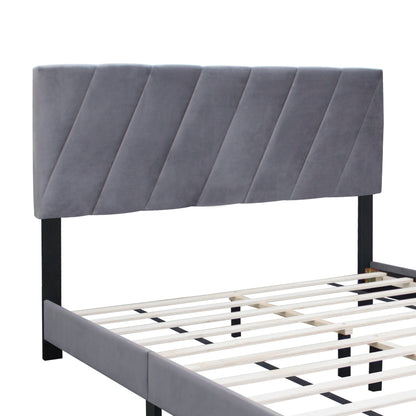 Merson Queen Size Platform Bed with Adjustable Height - Gray