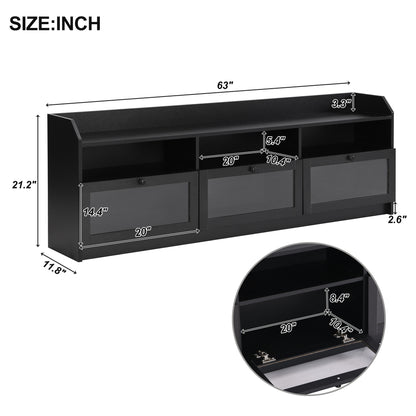 Ashton TV Stand with Acrylic Board Door - Black