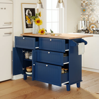 TOPMAX  Kitchen Island Set with 2 Seatings - Blue