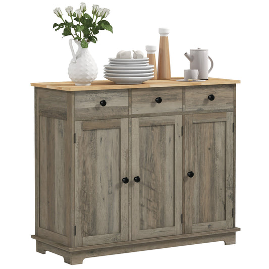 Taj Sideboard with Solid Wood Countertop - Gray