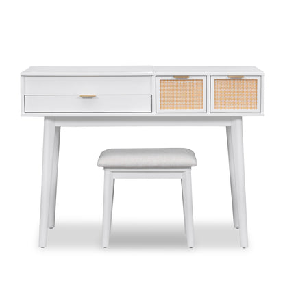 Volay Makeup Vanity Desk Set with Flip-top Mirror - White