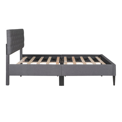 Ukin Full Size Upholstered Linen Platform Bed - Gray