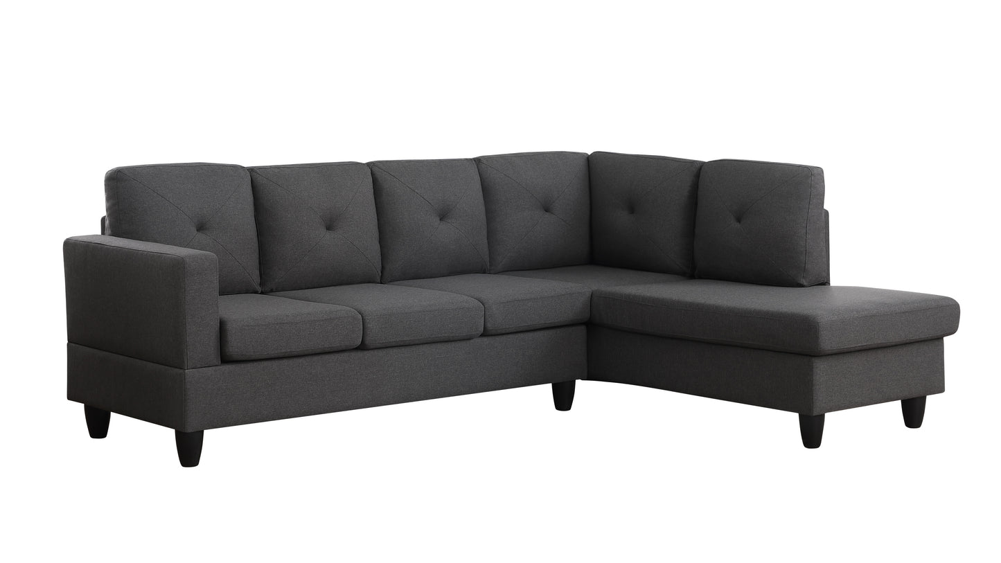 Santiago Dark Gray Linen Sectional Sofa with Right Facing Chaise