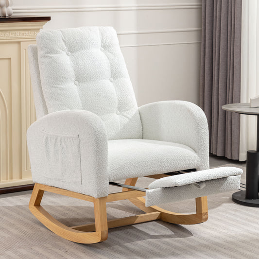 Bruce Accent Rocking  Chair with  Footrest - White