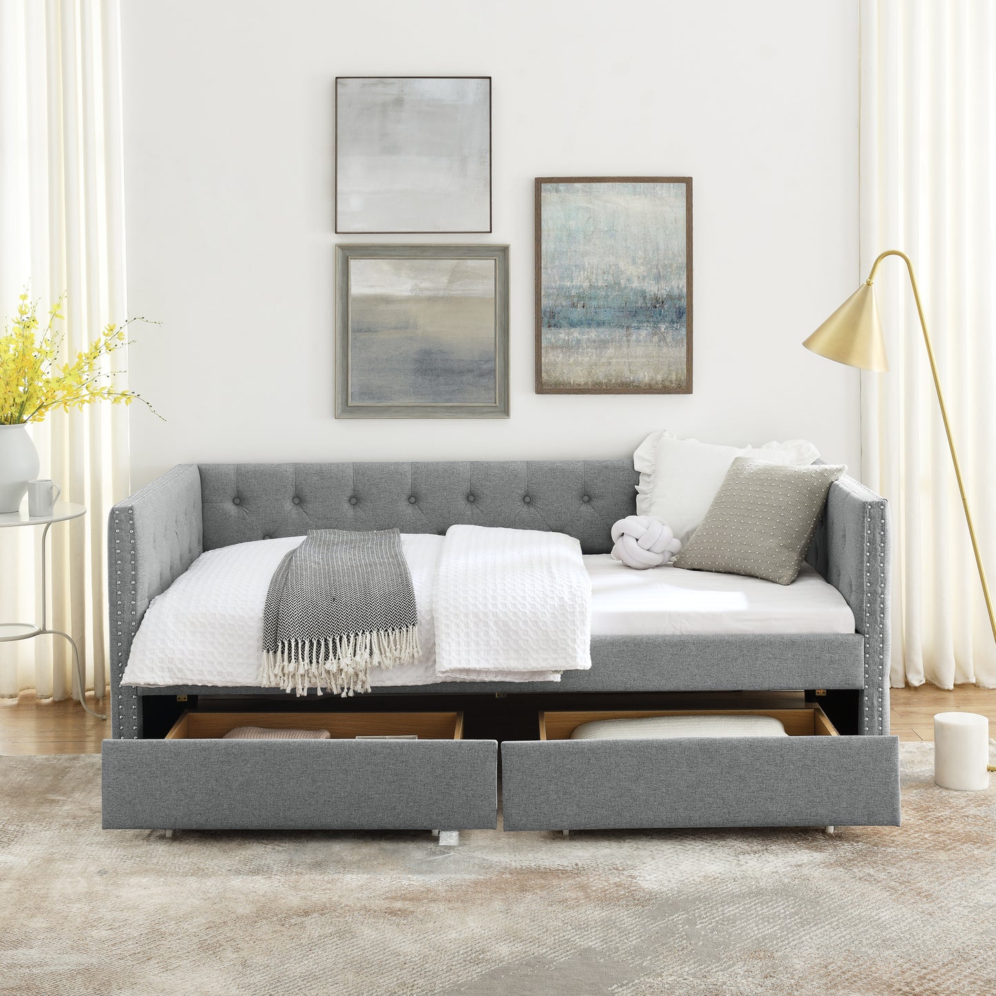 Teza Twin Size Daybed with Drawers - Gray