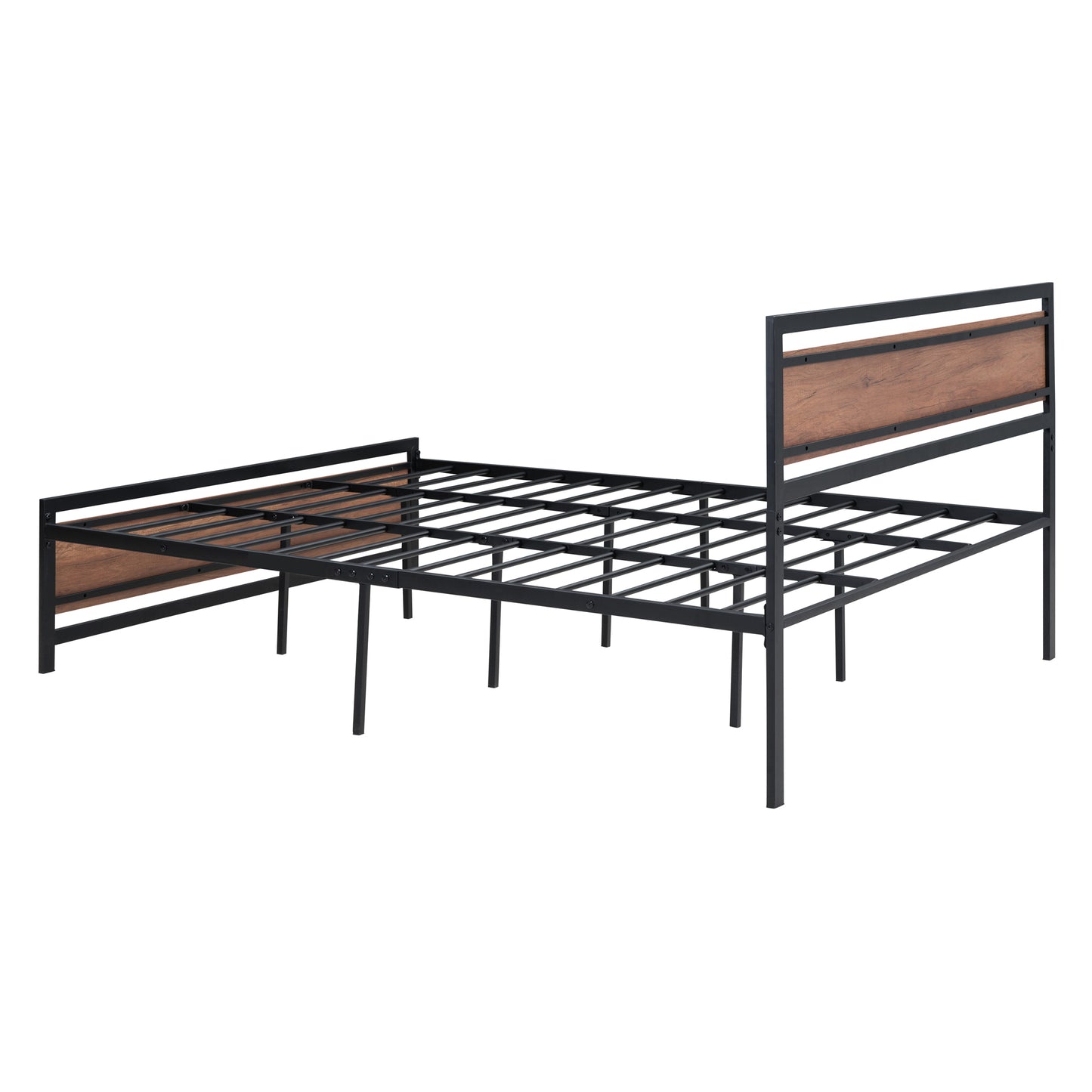 Quasar Queen Size Metal and Wood Platform Bed - Black