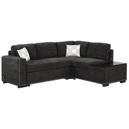 Javier Reversible Sectional Pull-Out Sofa Bed - Black