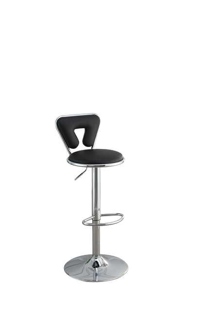 Vita  Adjustable Bar stool  Faux Leather Chrome Base - Black  Set of 2