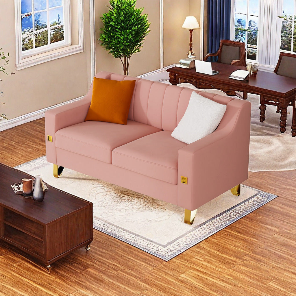 Fexa Velvet Loveseat Sofa - Pink