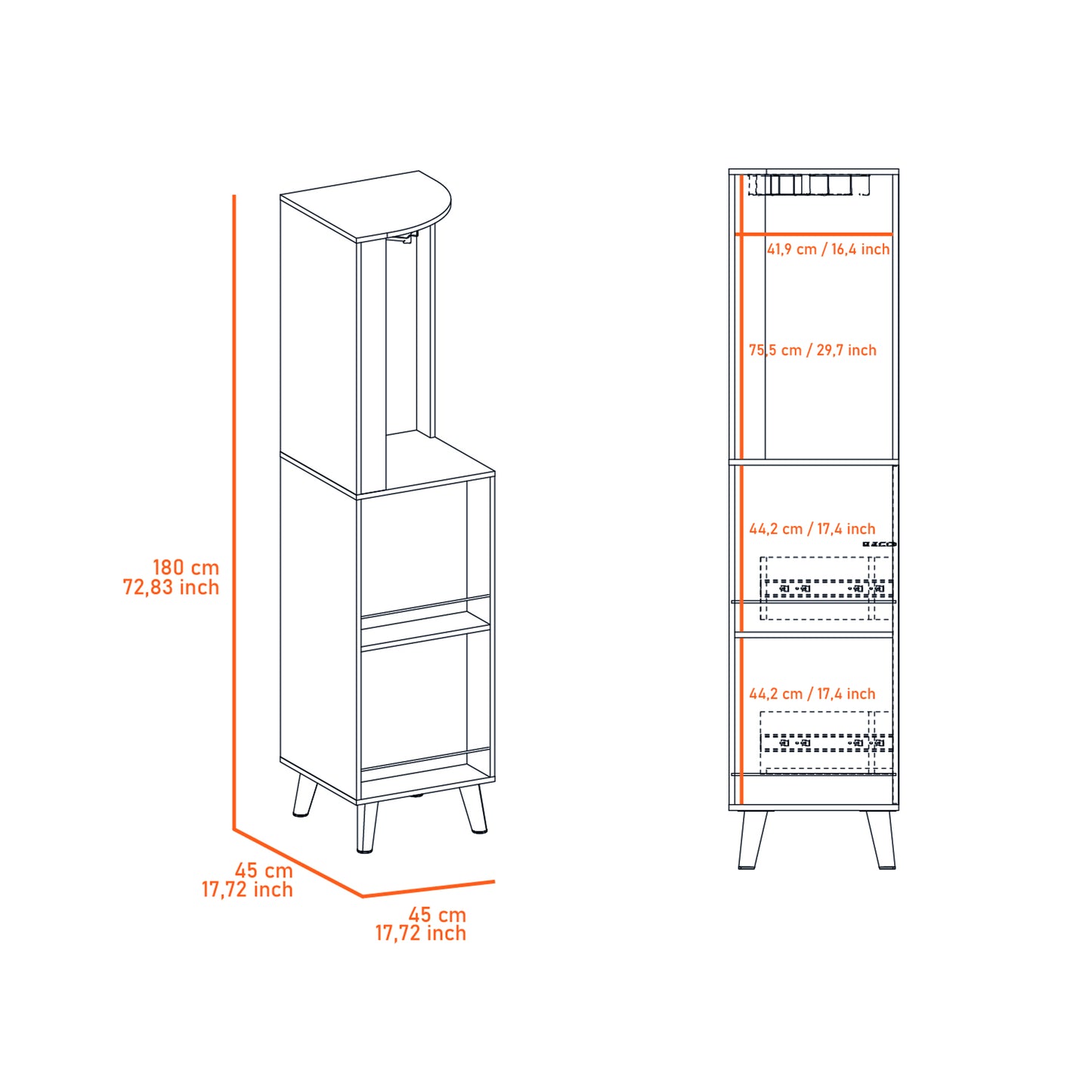 Durham 1-Drawer 2-Shelf Corner Bar Cabinet - Dark Brown