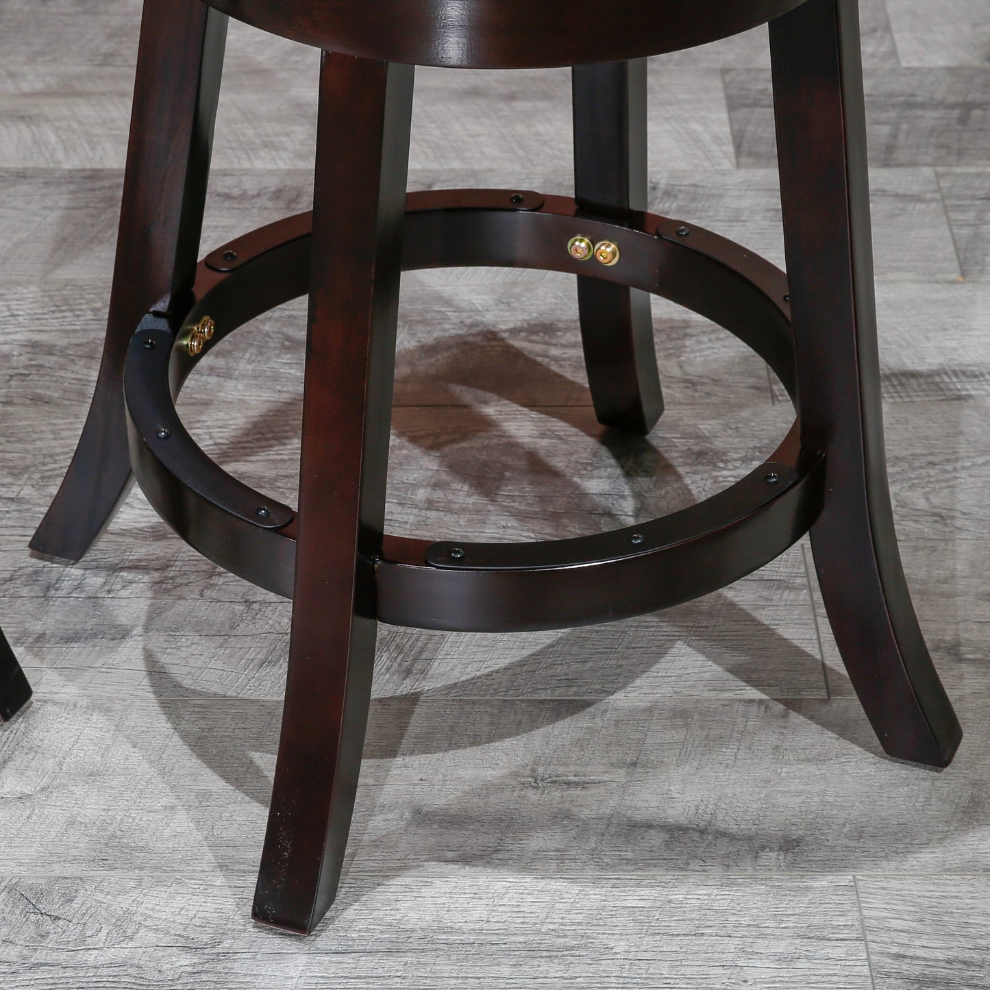 30" Bar Stool, Espresso Finish, Black Leather Seat