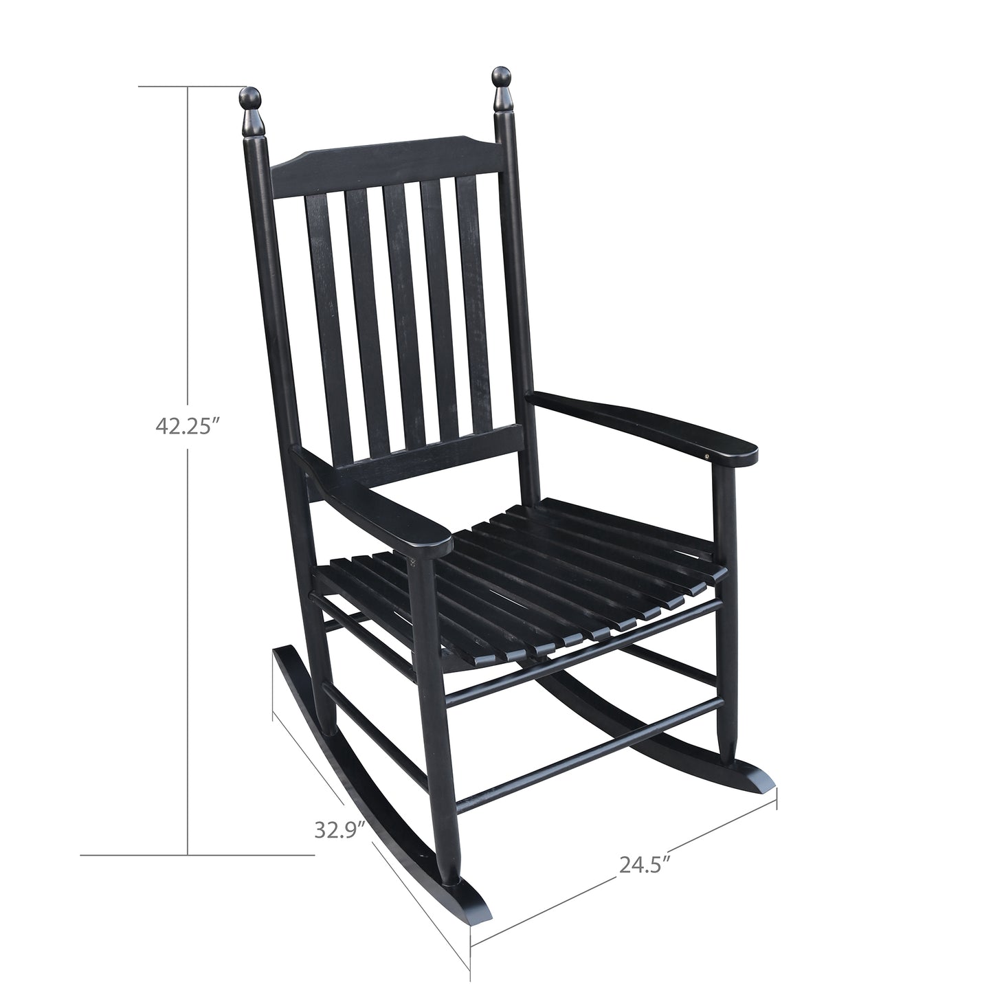 Lupe II Wooden Porch Rocker Chair - Black