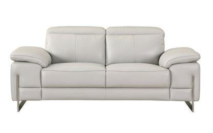 Travis Top Grain Italian Leather Loveseat - Light Gray