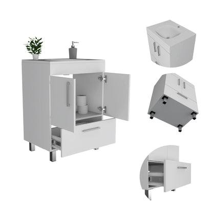 2-Door Rectangle Single Bathroom Vanity - White