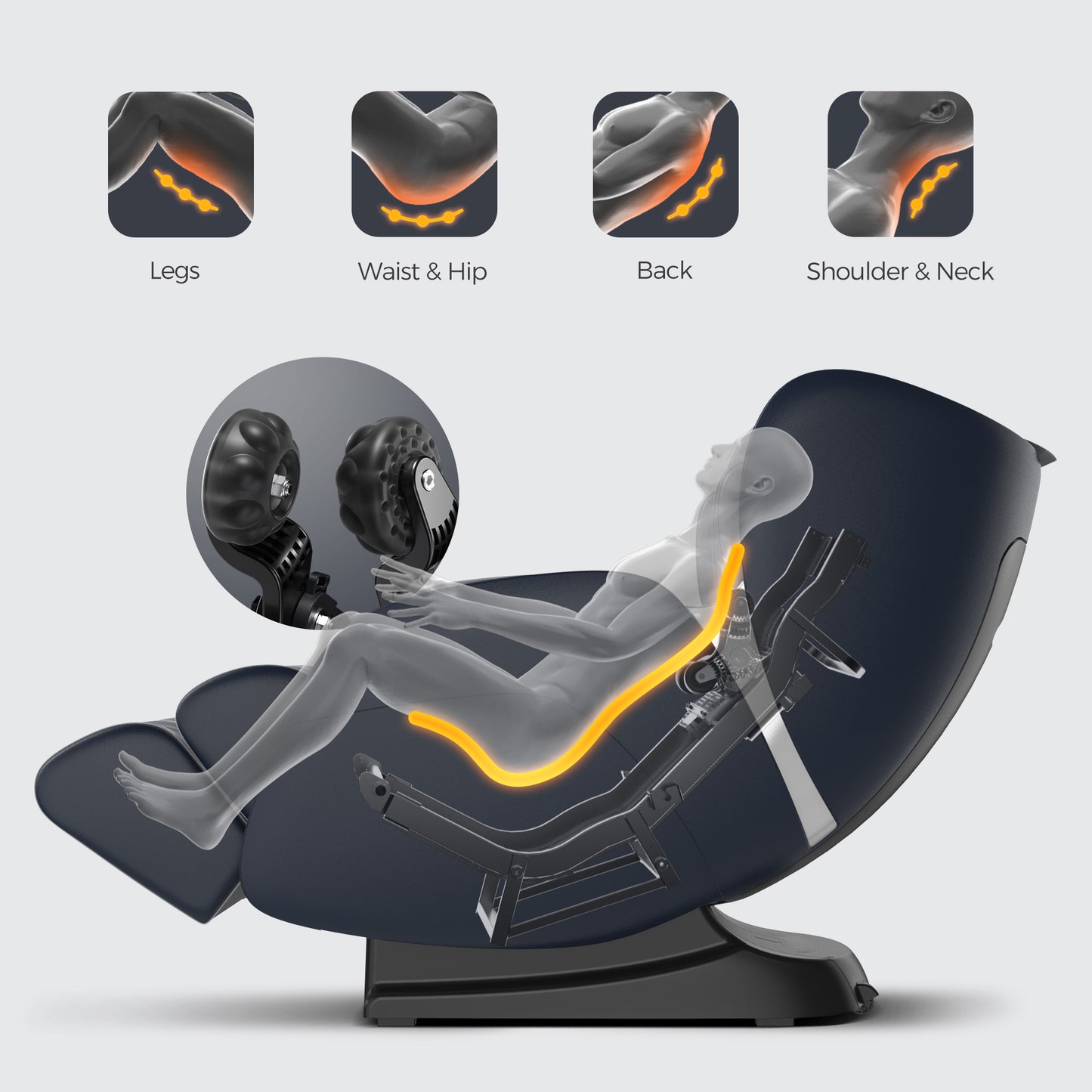 BOSSCARE 3D Shiatsu Massage Recliner with AI Voice - Black