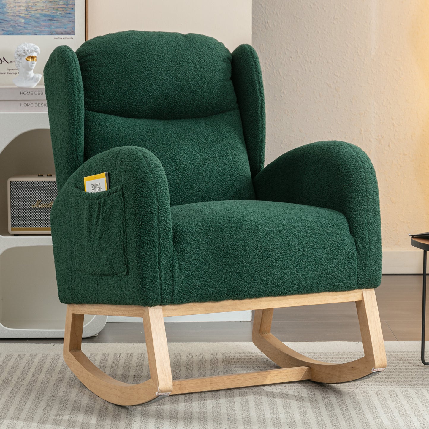 Nadia Teddy Fabric Rocking Chair - Green