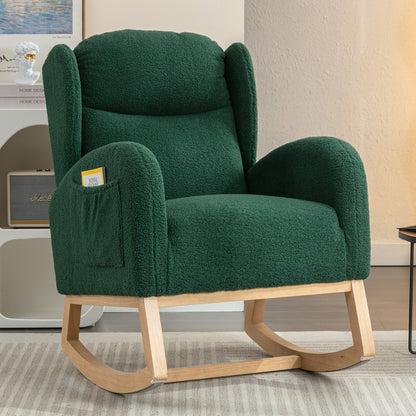 Nadia Teddy Fabric Rocking Chair - Green