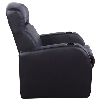 Novak Black Upholstered Recliner with Cup Holder