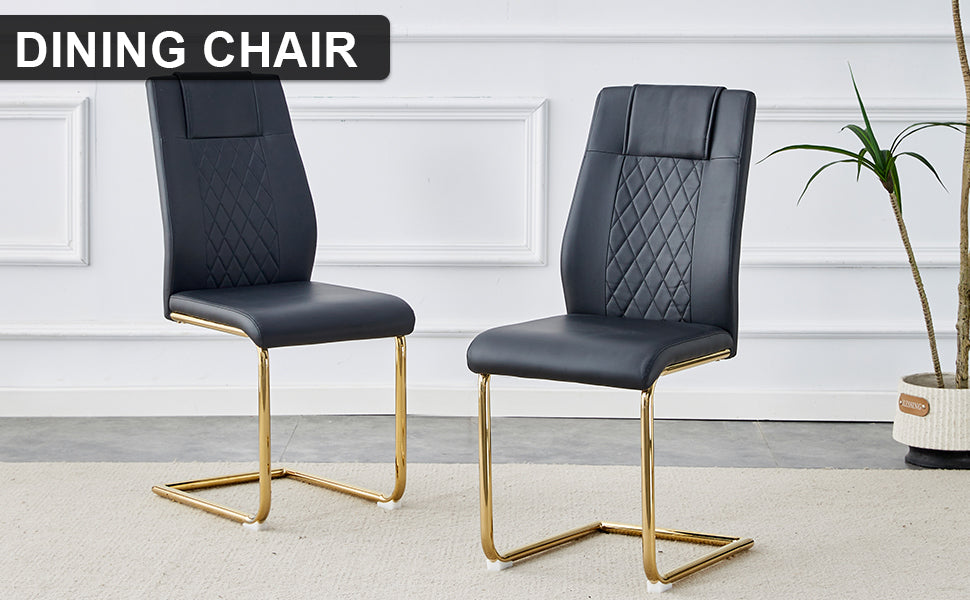 Skye Dining Chair Golden Metal Leg (Set of 4) - Black