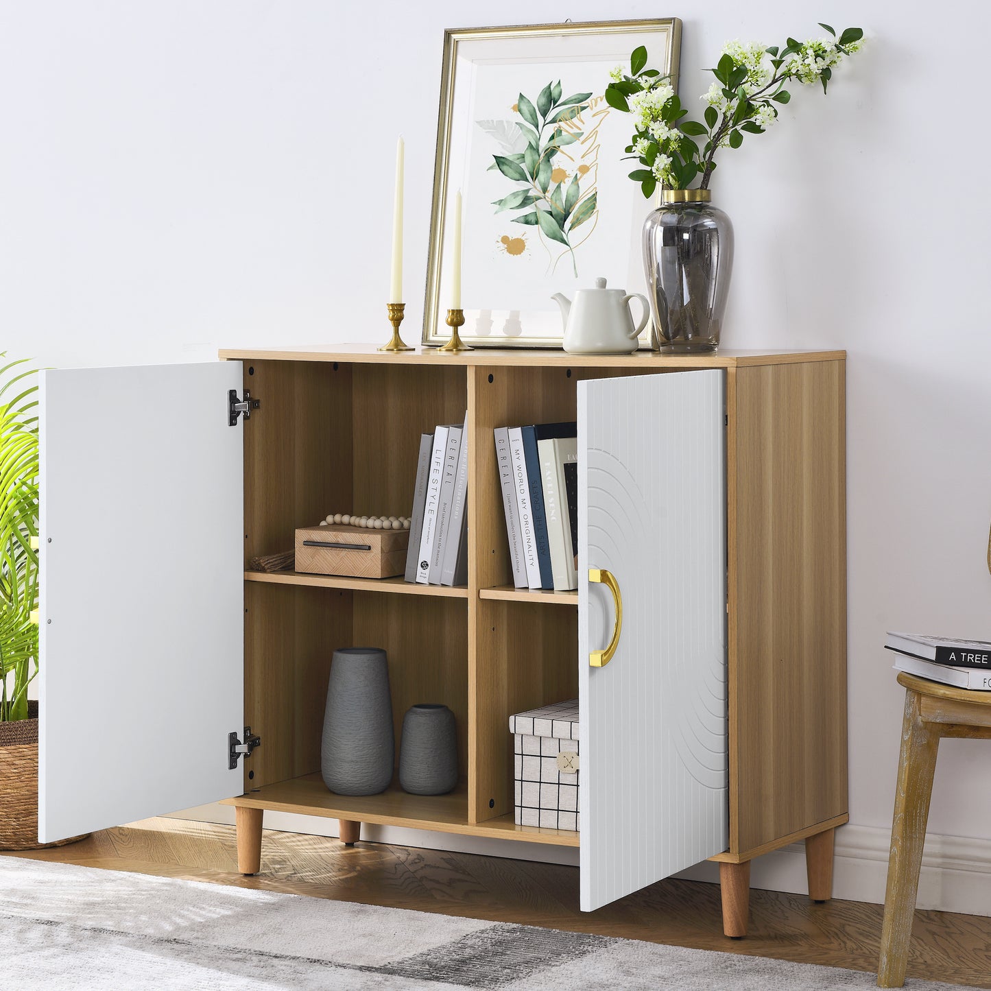 Vincent Storage Cabinet - Wood/White