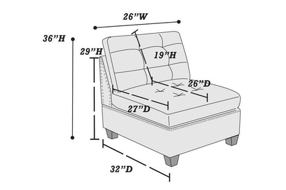 Eleni Modular Sectional 6pc Set 2x Corner Wedge 3x Armless Chair and 1x Ottoman - Gray