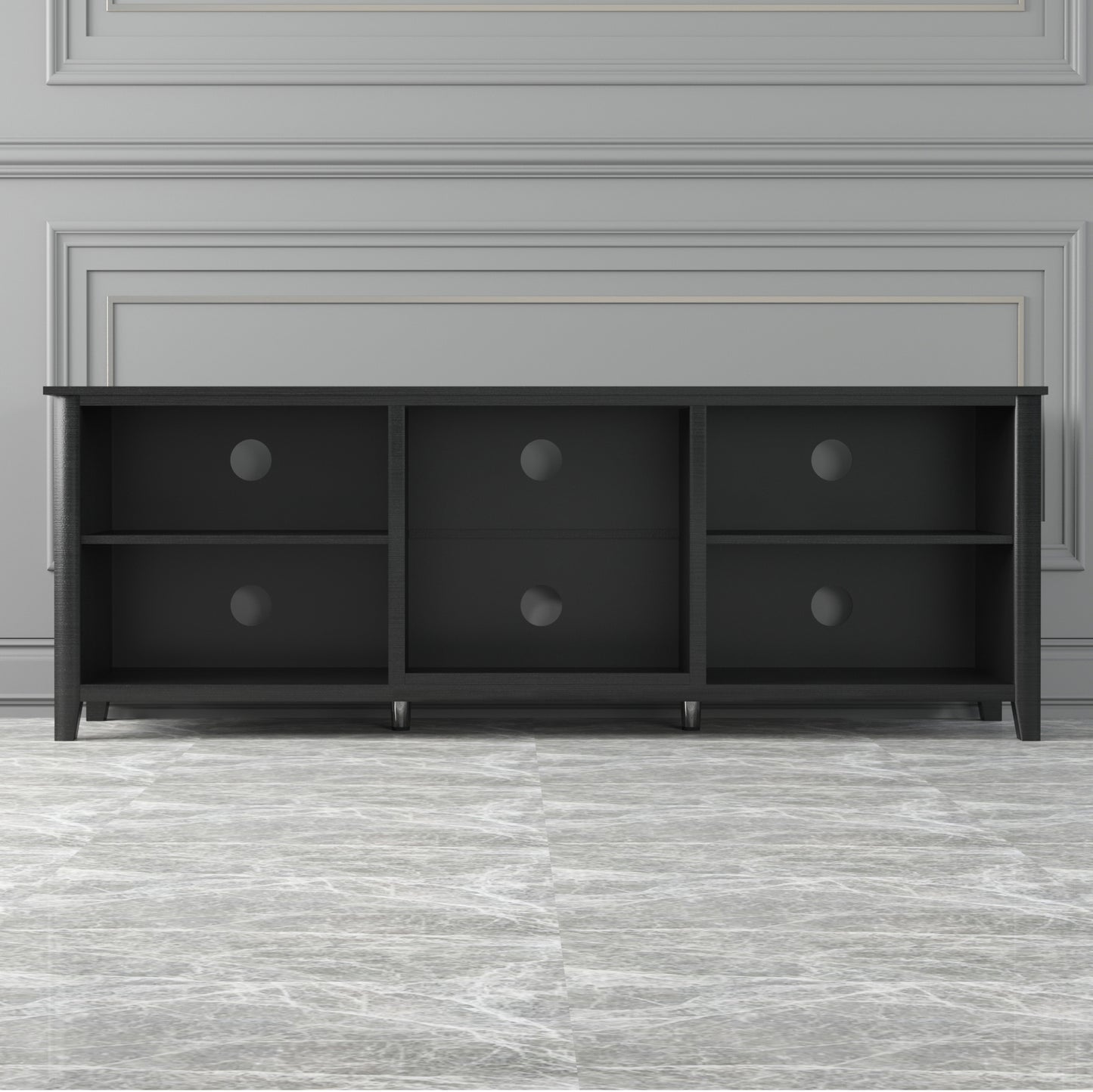 Wesley TV Stand Storage Media Console Entertainment Center - Black