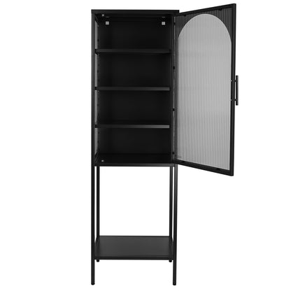 Tempered Glass High Cabinet - Black