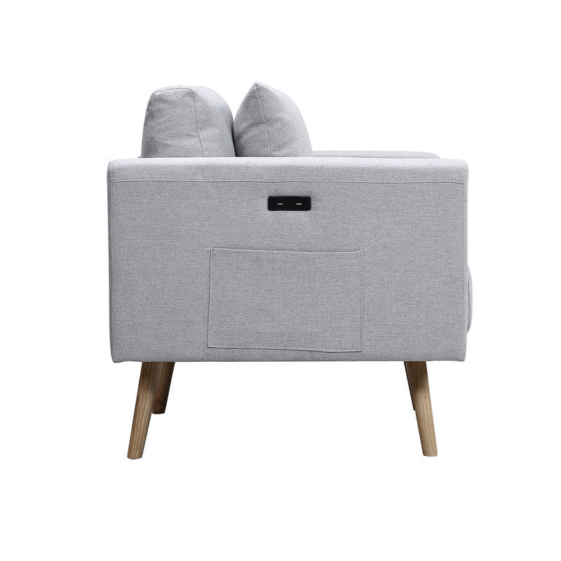 Easton Fabric Loveseat with USB Charging Ports - Light Gray