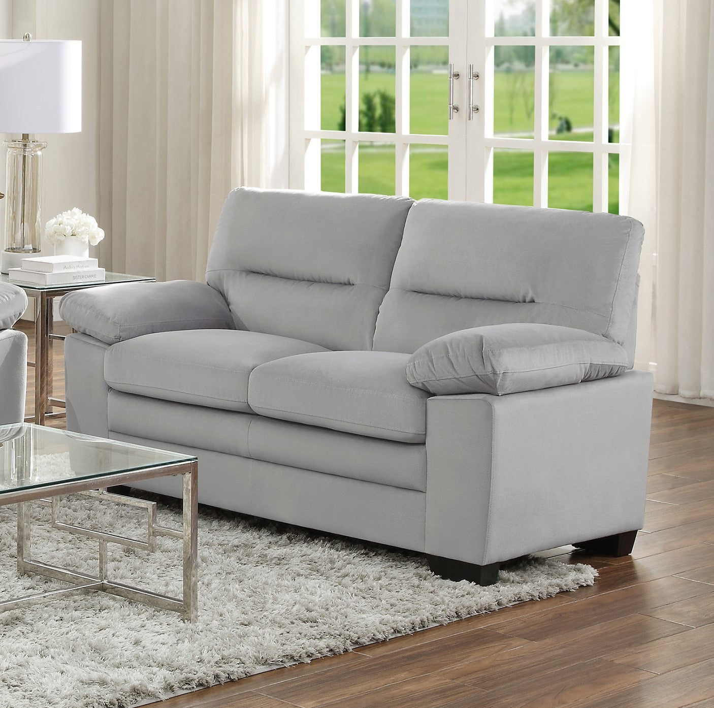 Harper Fabric Loveseat - Gray