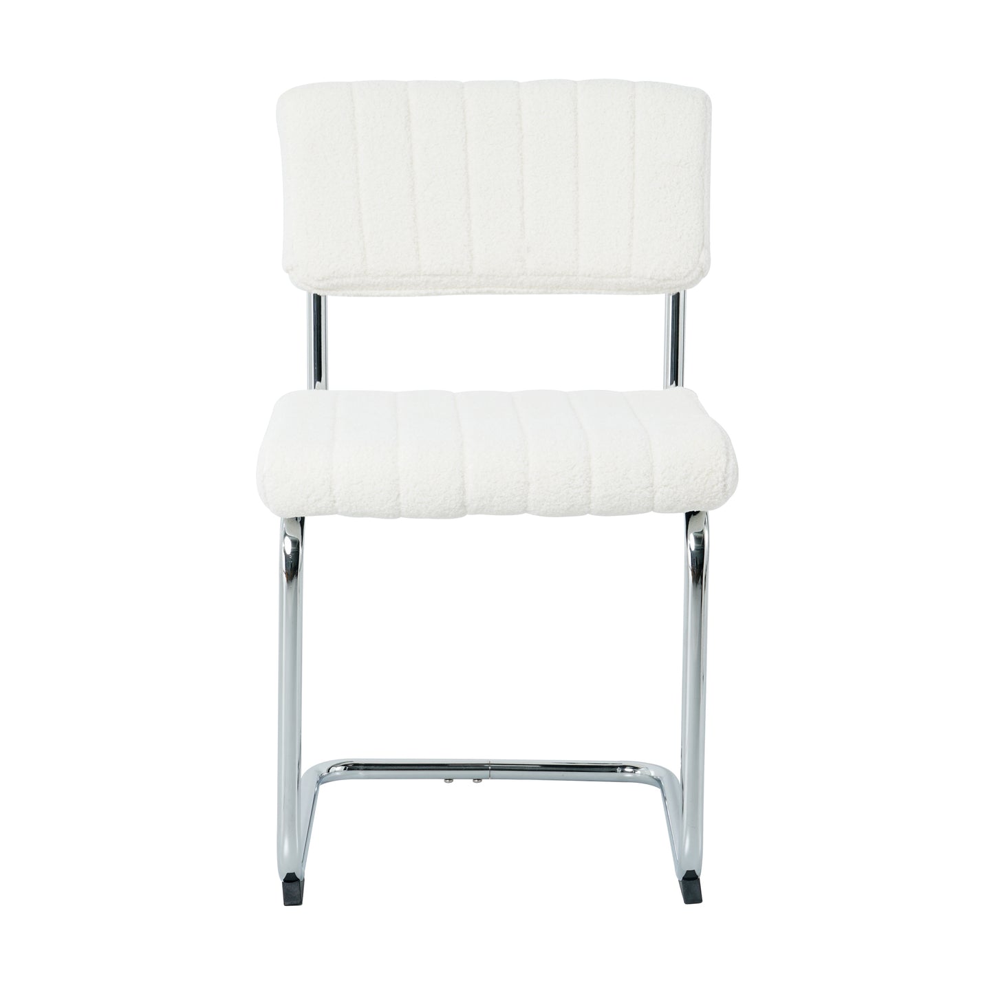 Ezell Dining Chairs with Chrome Metal Leg (Set of 2) - White