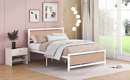 Quasar Full Size Metal and Wood Platform Bed - White