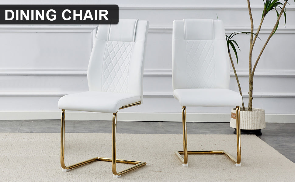 Skye Dining Chair Golden Metal Leg (Set of 4) - White