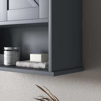 Kleankin Farmhouse Bathroom Wall Cabinet - Gray