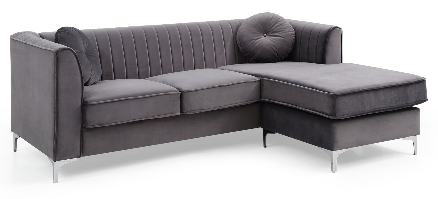 Delray Sectional Sofa Chaise - Gray