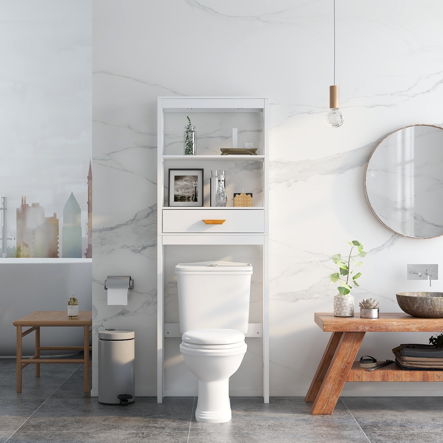 Aura Over-the-Toilet Storage Cabinet White