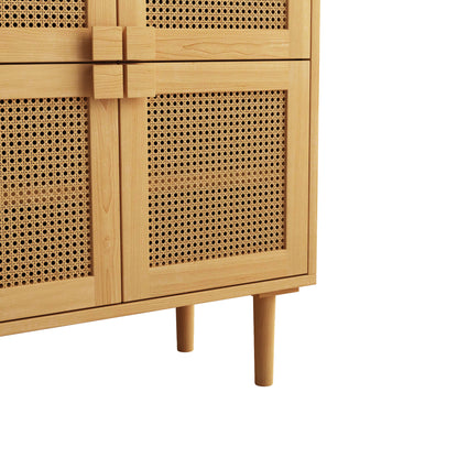 Zook 4-Doors Rattan Mesh Storage Cabinet - Natural